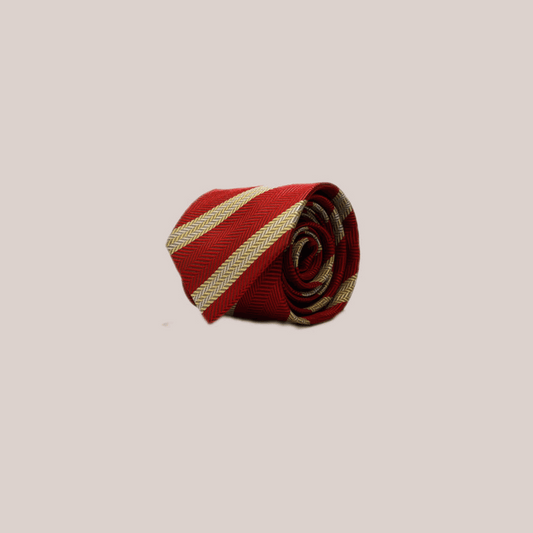 RED/WHITE TWILL STRIPE SILK TIE